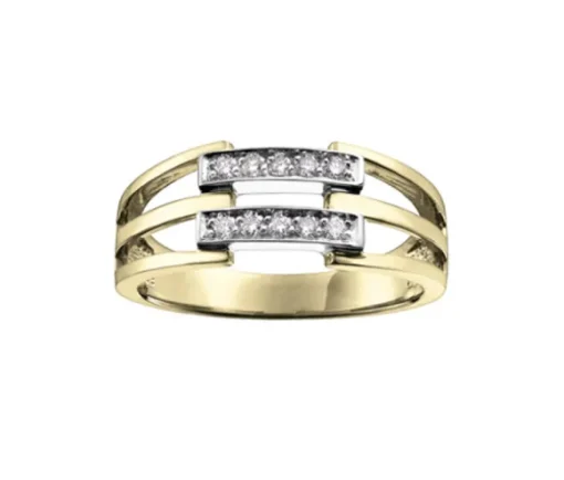 BAGUE EN OR 10K 2 TONS SERTIE DE DIAMANTS
