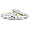BAGUE EN OR 10K 2 TONS SERTIE DpiUN DIAMANT PRINCESSE