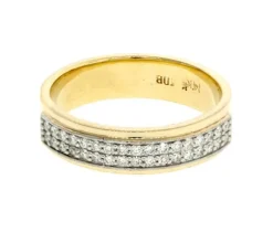 BAGUE EN OR 14K 2 TONS SERTIE DE DIAMANTS