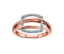 BAGUE EN OR 10K 2 TONS SERTIE DE DIAMANTS