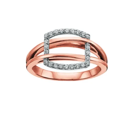 BAGUE EN OR 10K 2 TONS SERTIE DE DIAMANTS
