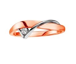 BAGUE EN OR 10K 2 TONS SERTIE DpiUN DIAMANT CANADIEN