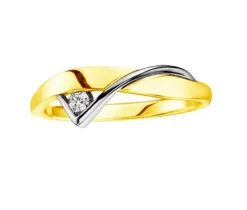 BAGUE EN OR 10K 2 TONS SERTIE DpiUN DIAMANT CANADIEN