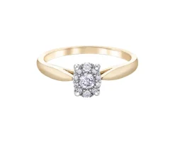 BAGUE EN OR 10K 2 TONS SERTIE DE DIAMANTS