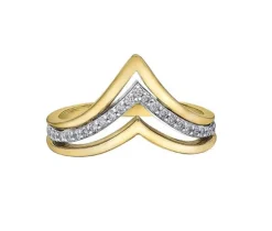 BAGUE EN OR 10K 2 TONS SERTIE DE DIAMANTS