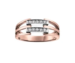 BAGUE EN OR 10K 2 TONS SERTIE DE DIAMANTS
