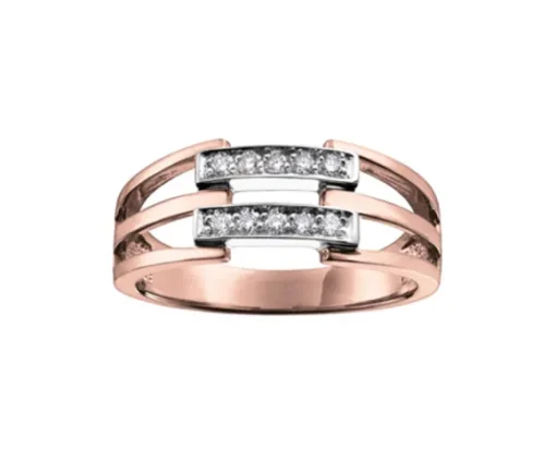 BAGUE EN OR 10K 2 TONS SERTIE DE DIAMANTS