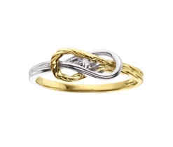 BAGUE EN OR 10K 2 TONS SERTIE DpiUN DIAMANT