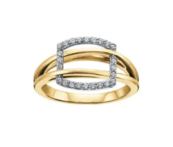 BAGUE EN OR 10K 2 TONS SERTIE DE DIAMANTS