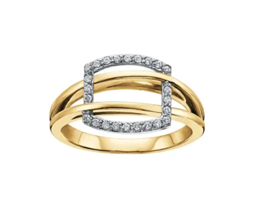 BAGUE EN OR 10K 2 TONS SERTIE DE DIAMANTS
