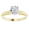 BAGUE EN OR 14K 2 TONS SERTIE DpiUN DIAMANT AVEC COUPOLE ILLUSION