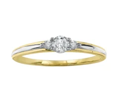 BAGUE EN OR 10K 2 TONS SERTIE DpiUN DIAMANT CANADIEN ET DE DIAMANTS