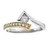 BAGUE EN OR 10K 2 TONS SERTIE DpiUN DIAMANT CANADIEN ET DE DIAMANTS