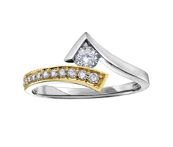BAGUE EN OR 10K 2 TONS SERTIE DpiUN DIAMANT CANADIEN ET DE DIAMANTS