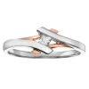 BAGUE EN OR 10K 2 TONS SERTIE DpiUN DIAMANT PRINCESSE