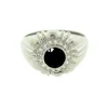 BAGUE EN OR 10K BLANC SERTIE DpiUN SPINELLE NOIR ET DE DIAMANTS