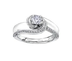 BAGUE EN OR 14K BLANC SERTIE DpiUN DIAMANT CANADIEN ET DE DIAMANTS