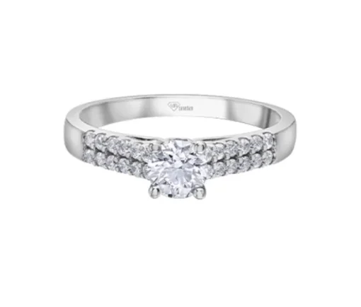 BAGUE EN OR 14K BLANC SERTIE DpiUN DIAMANTS CANADIEN ET DE DIAMANTS