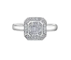 BAGUE EN OR 14K BLANC SERTIE DE DIAMANTS