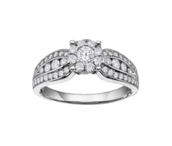 BAGUE EN OR 14K BLANC SERTIE DE DIAMANTS