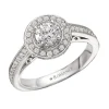 BAGUE EN OR 14K BLANC SERTIE DpiUN DIAMANT CANADIEN ET DE DIAMANTS