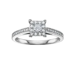BAGUE EN OR 10/14K BLANC SERTIE DE DIAMANTS