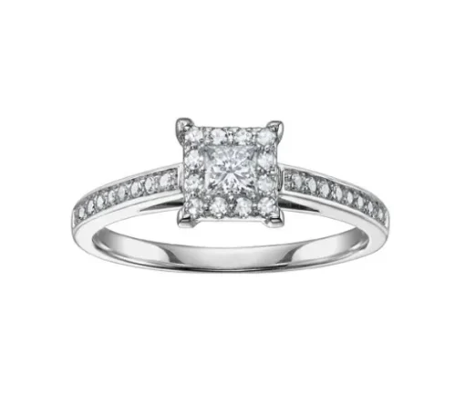 BAGUE EN OR 10/14K BLANC SERTIE DE DIAMANTS