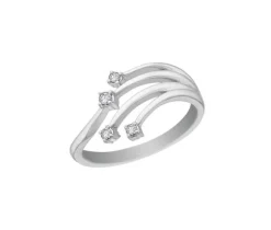 BAGUE EN OR 10K BLANC SERTIE DE DIAMANTS