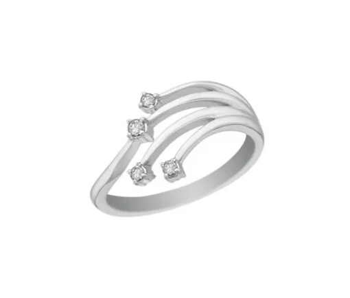 BAGUE EN OR 10K BLANC SERTIE DE DIAMANTS