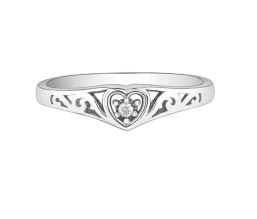 BAGUE EN OR 10K BLANC SERTIE DpiUN DIAMANT