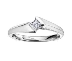 BAGUE EN OR 10K BLANC SERTIE DpiUN DIAMANT CANADIEN