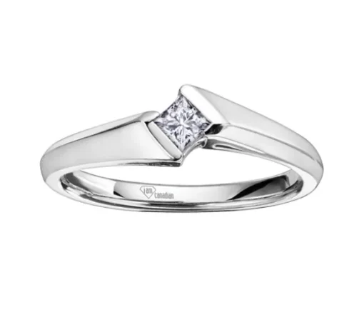 BAGUE EN OR 10K BLANC SERTIE DpiUN DIAMANT CANADIEN