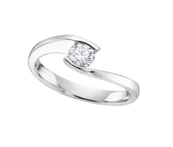 BAGUE EN OR 10K BLANC SERTIE DpiUN DIAMANT