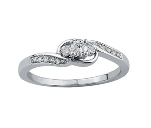 BAGUE EN OR 10K BLANC SERTIE DE DIAMANTS