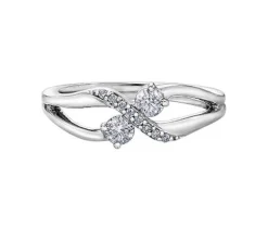 BAGUE EN OR 10K BLANC SERTIE DE DIAMANTS