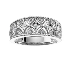 BAGUE EN OR 10K BLANC SERTIE DE DIAMANTS