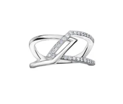 BAGUE EN OR 10K BLANC SERTIE DE DIAMANTS