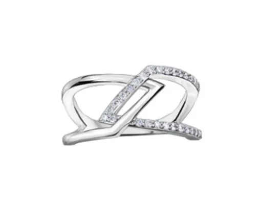 BAGUE EN OR 10K BLANC SERTIE DE DIAMANTS
