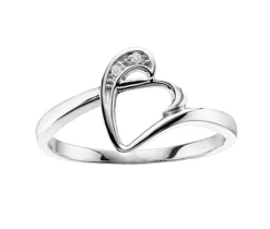 BAGUE EN OR 10K BLANC SERTIE DE DIAMANTS