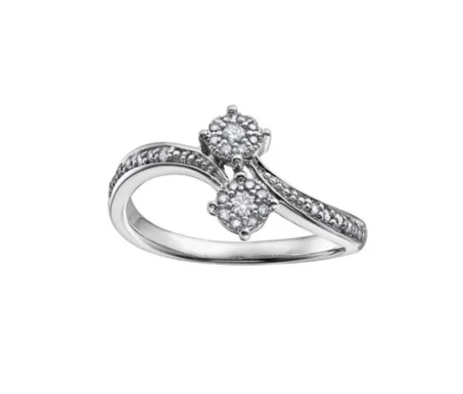 BAGUE EN OR 10K BLANC SERTIE DE DIAMANTS