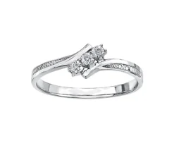 BAGUE EN OR 10K BLANC SERTIE DE DIAMANTS