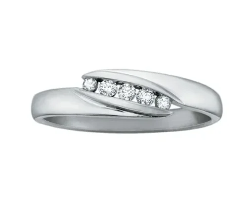 BAGUE EN OR 10K BLANC SERTIE DE DIAMANTS