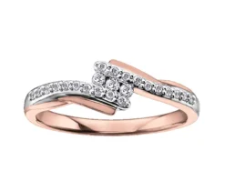 BAGUE EN OR 10K BLANC/ROSE SERTIE DE DIAMANTS