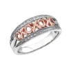 BAGUE EN OR 10K ROSE ET ARGENT SERTIE DE DIAMANTS