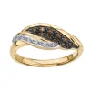 BAGUE EN OR 10K SERTIE DE DIAMANTS BLANCS ET BRUNS