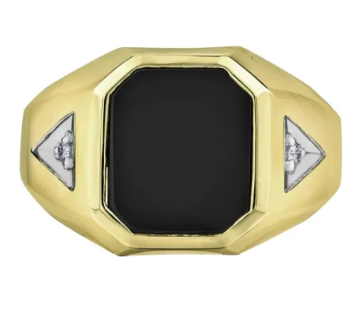 BAGUE EN OR 10K SERTIE DpiU ONYX ET DE DIAMANTS