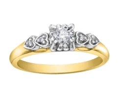 BAGUE EN OR 10K SERTIE DpiUN DIAMANT CANADIEN ET DE DIAMANTS