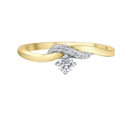 BAGUE EN OR 10K SERTIE DpiUN DIAMANT CANADIEN ET DE DIAMANTS