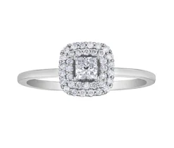 BAGUE EN OR 10K SERTIE DpiUN DIAMANT CANADIEN PRINCESSE ET DE DIAMANTS