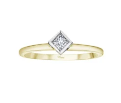 BAGUE EN OR 10K SERTIE DpiUN DIAMANT CANADIEN PRINCESSE